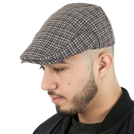 Toskatok® Flat Cap Men's Checked Wool Blend Tweed - Large / X-Large