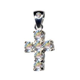 51013 Cross Pendant Real Silver 925 with Zirconia Classic Design Stone Colour Clear White, Sterling silver 925, zirconia stones, Zirconia crystal rhinestone