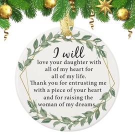 Moblade Mother of The Bride Gifts from Groom, Thank You Gift for Mother in Law from Son-in-Law, Wedding Keepsake Ornament Gift - I Will Love Your Daughter with All of My Heart