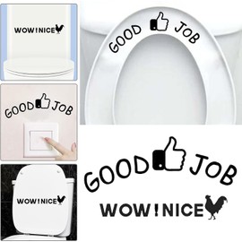 Humorous Bathroom Stickers, Whoa Nice Toilet Sticker Decal, Removable Toilet Seat Decals with Funny Quotes, Wall Art for Restroom Door Decor