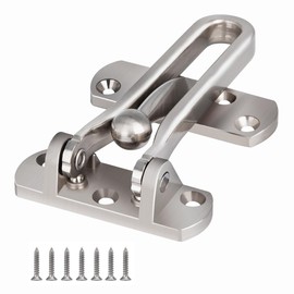 KOVOSCH Swing Bar Lock Satin Nickel, Heavy Duty Door Lock Security, Sturdy Swing Bar Door Guard for Front Doors, Zinc Alloy