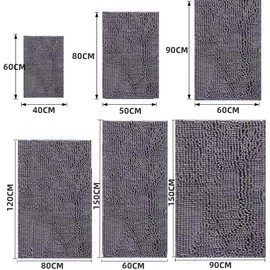 YOOTUKL Chenille Doormat Indoor Muddy mats for dogs Washable Rug Non Slip Dirt Trapper Quick Dry Soft Microfiber Durable Rubber Backing Bathroom Rugs 40x60CM