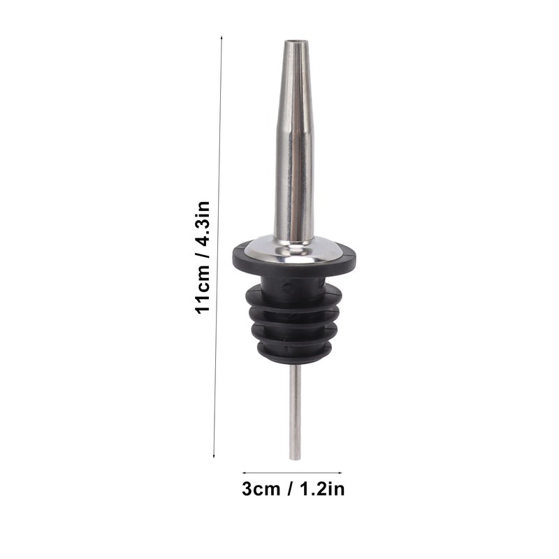 24pcs Stainless Steel Bottle Pourers with Black Plastic Cover Conical