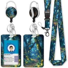 Gctriki - Cordones de luciérnagas del bosque para insignias de identificación, soporte retráctil con clip resistente y llavero, soporte para tarjetas de crucero, etiqueta de nombre, tarjeta de