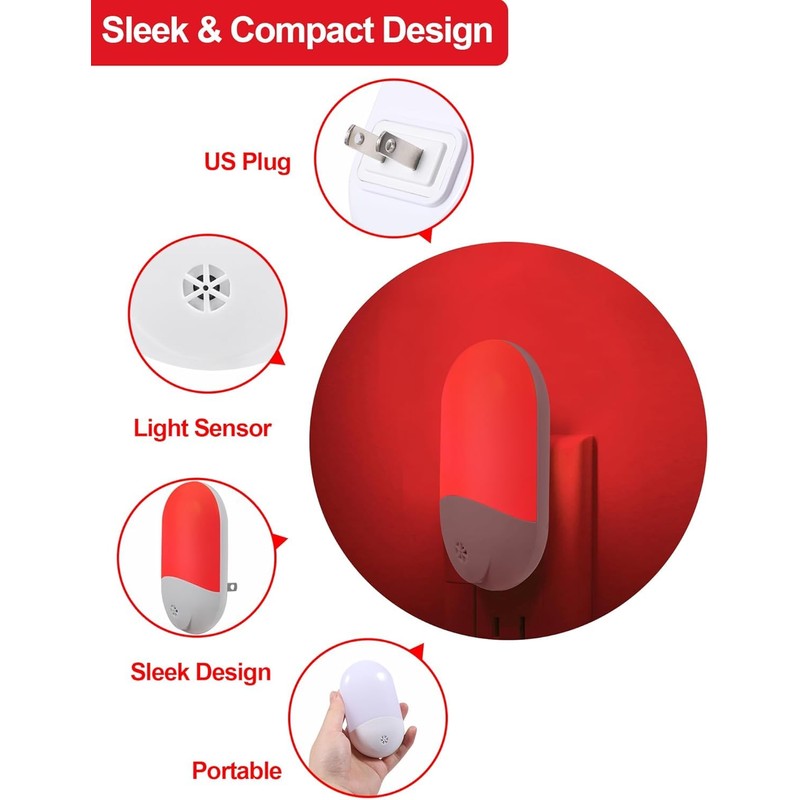 Finezeal 670nm Red & Amber Light Night Light for Sleep[2
