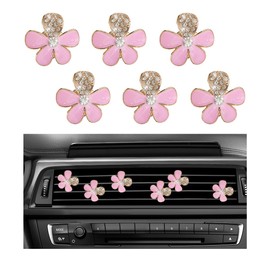 MUQIDA 6PCS Bling Daisy Flower Air Vent Clip, Crystal Rhinestone Decor Air Conditioning Outlet Charm, Cute Daisy Car Vent Clips Universal Dashboard Accessories for Women Girls (Pink)