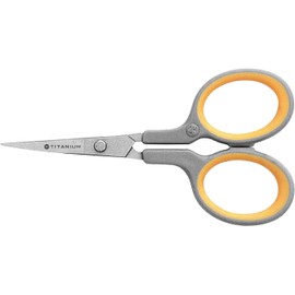 Westcott - Tijeras de bordado de 4 pulgadas con hojas de titanio para manualidades, costura y más, gris/amarillo