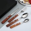 Cutlery Set with Wooden Handle, Shiny Stainless Steel Cutlery Including