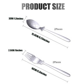 CHENSHUO Stainless Steel Dinner Forks Spoon Set of 4,Convenient Tableware Set For Fish Spoons And Shrimp Forks,Cartoon Dessert Tableware Set,4 Pieces,Silver.