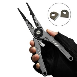 Saltwater Fishing Pliers Aviation Aluminum Unibody with Tungsten Blades Corrosion-Proof Design Ergonomic Non-Slip Grip Bonus Blade Fishing Gear Hook Remover Braid Cutters Fishing Gifts for Men