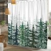 Canessioa Winter Forest Shower Curtain Green Christmas Trees Shower Curtains