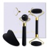 Rodillo Facial Jade Black Obsidiana Guasha Stone Massage Kit