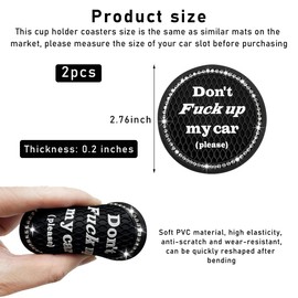 Sylvil 2 PCS Bling Car Cup Coaster, 2.75 Inch Anti-Slip Cup Holder Insert Coasters, Crystal Rhinestone Auto Drink Car Cup Mat for Women Girls, Universal Interior Car Accessories (Black)