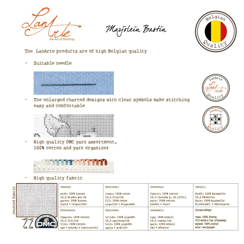 Lanarte Cross Stitch Set, Multicoloured, 62x88cm