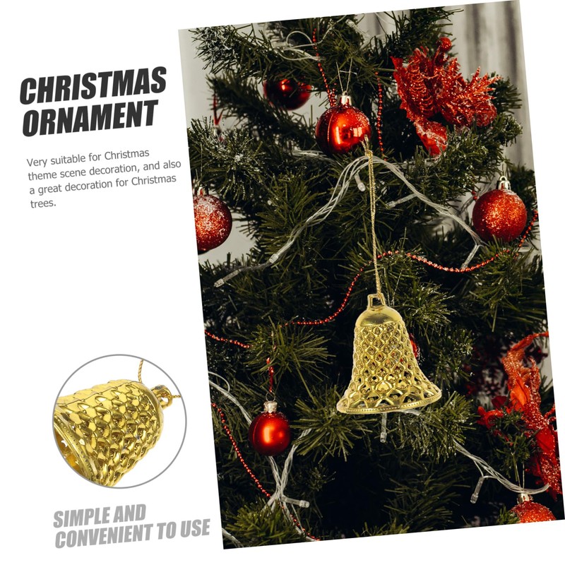 Ipetboom 12pcs Xmas Bell Pendant Ornaments Festive Plastic Hanging Decorations