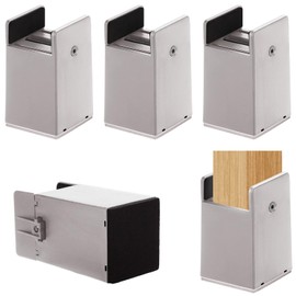 SEISSO 4 Pack Heavy Duty Furniture Risers, Bed Risers with Adjustable Screw Clamp, Table Risers Elevation in Heights 4 Inch, Weight Capacity 1000 Lbs Fit for Table, Bed, Sofa, Chair (Beige Gray)