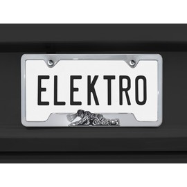 Elektroplate – Coal Miner 3D Chrome All-Metal Open Corners License Plate Frame Tag Holder for Cars/SUVs/Trucks Weather-Proof Automotive Accessory