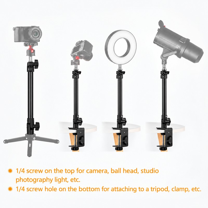 Adjustable C Clamp Extension Rod for Photography – 28–46 cm