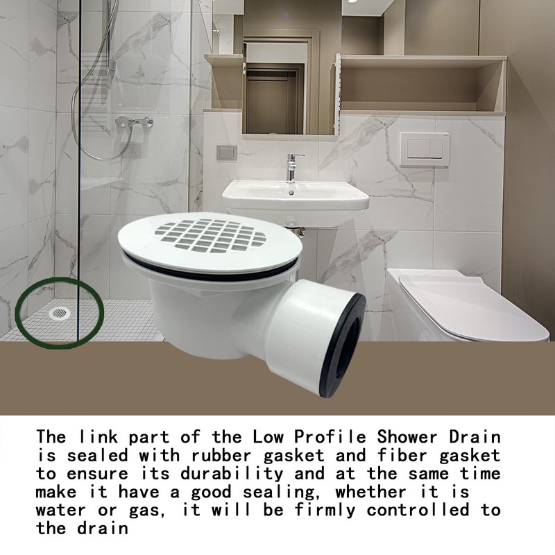 Low Profile Shower Drain Assembly with Perforated Strainer, 1.5" Side