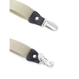 WANYING Men's Teenagers 2.5 cm Y Shape 3 Clips Braces & Bow Tie 2 in 1 Set Casual Business Party Wedding Striped, Plain Khaki