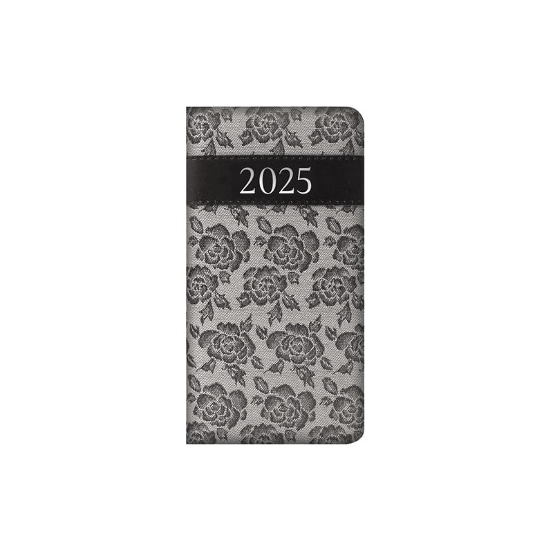 2025 Slim Wallet Size Diary Week to View Grey Floral