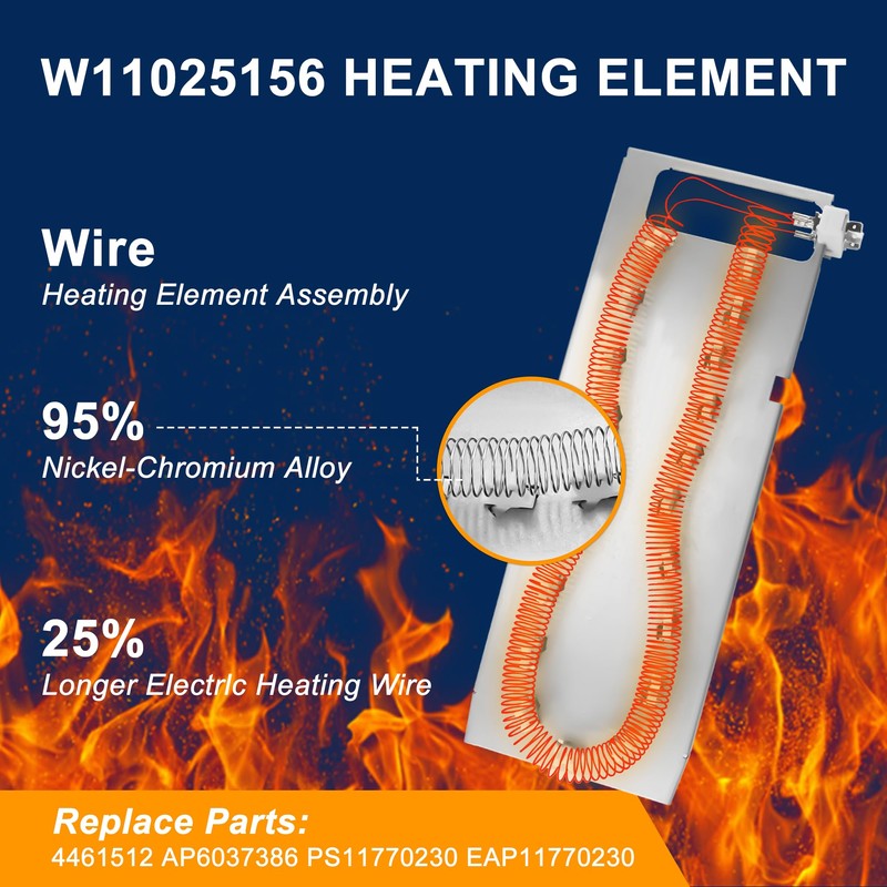 TOMOON W11025156 W10608823 Dryer Heating Element for Whirl-pool,Cabrio,Ken-more 110 series,May-tag