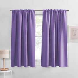 PONY DANCE Lilac Curtains Drapes - 42 x 45 inches Long Lilac Blackout Panels Home Fashion Solid Rod Pocket Curtain Blinds for Room Decoration Thermal Insulated Light Block, 1 Pair