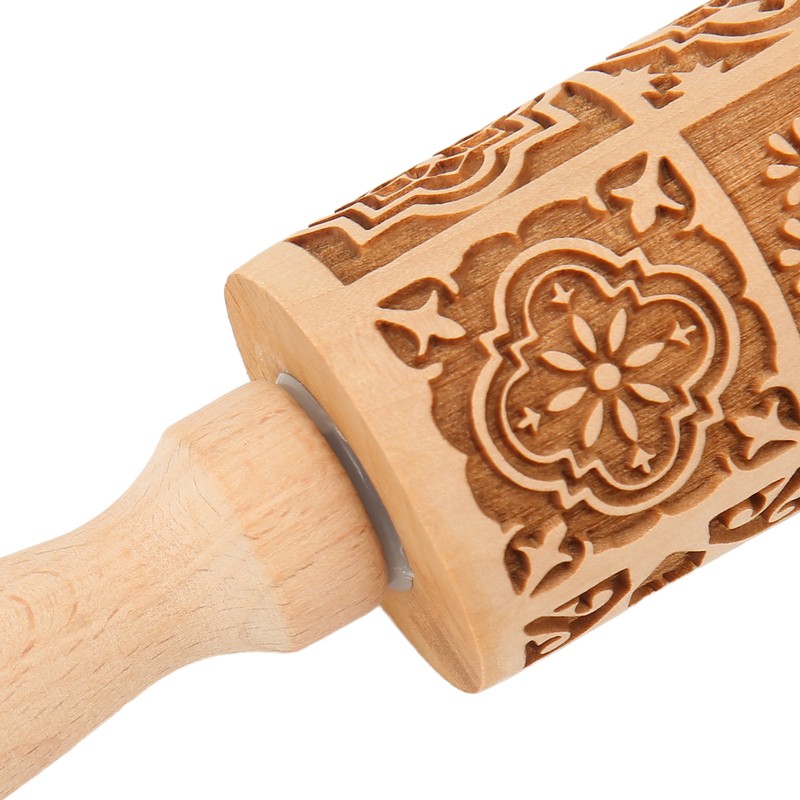 3pcs Wooden Embossed Rolling Pin Engraved Embossing Dough Roller for