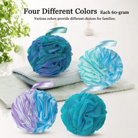 DDUP Loofah, Shower Puff for Women and Men, Mesh Pouf, Soft Shower Pouf, Bath Scrunchie, Multi Pack Body Puff, Exfoliating Bath Sponge for Adults(Green)