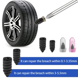 Naseom 20 Pieces Tyre Repair Nail, Rubber Nails With Screwdriver, Tyre Repair Kit for Car, Motorbike and Vehicles Without Inner Tube (10 S + 10 L)