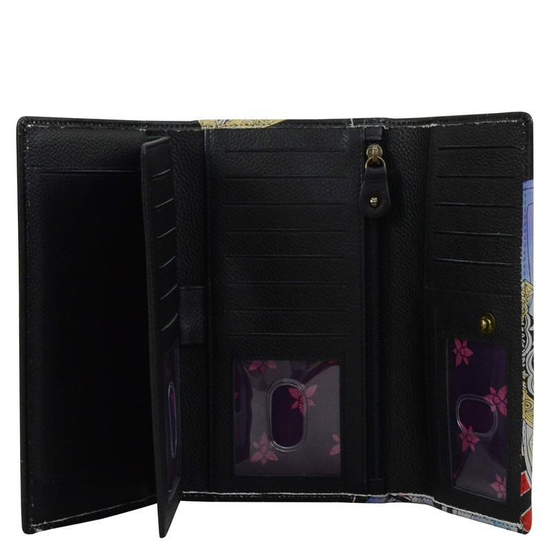 Anuschka Women’s Original Hand-Painted Leather RFID Checkbook Clutch, High Roller