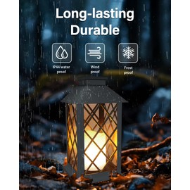 SHYMERY Solar Lanterns Outdoor Waterproof, 14 Inch Outdoor Lanterns with LED Flickering Flameless Candles,2 Pack Hanging Black Lantern Decorative for Patio,Front Porch,Balcony,Outside,Table Decor