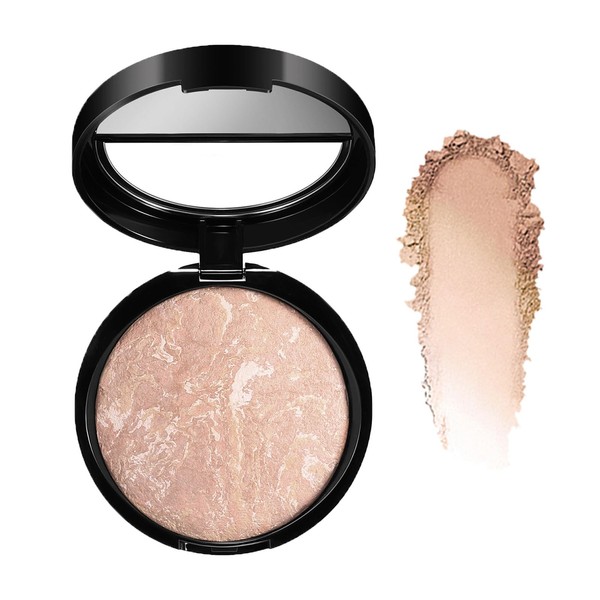 Colour Correcting Powder Foundation, Baked Foundation Long-lasting 24H Wear, Brighten