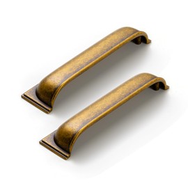 Goo-Ki 6 Pack Antique Brass Cup Pulls Zinc Alloy Kitchen Hardware,5 Inch Hole Center Channing Bin Cup Drawer Pull Handles for Cabinet Furniture,9632GT-128