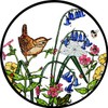Static Window Cling in a Wren in Bluebells Design.