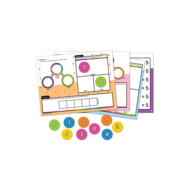 Carson Dellosa Edu-Clings Silicone 21-Piece Dry Erase Number Bonds, Kindergarten