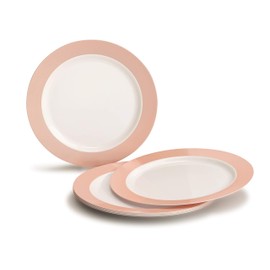 " OCCASIONS" 240 Plates Pack, Disposable Wedding Party Plastic Plates (7.5'' Appetizer/Dessert Plate, Rio in White & Pearled Blush/Pink)