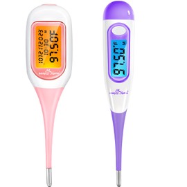 Easy@Home Basal Body Thermometer for Ovulation, 1/100th Degree High Precision, Accurate BBT Thermometer for Natural Ovulation Tracking by Premom APP, EBT-300 & EBT-100B, Pink, Purple