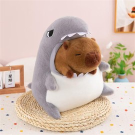 AQCQDQ Creative Crocodile Capybara Cuddly Toy Plush Toy, 2-in-1 Dinosaur Capybara Plush Cushion Removable, Super Soft Filled Simulation Capybara Toy Plush Doll (30 cm, Grey)