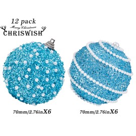 ChrisWish Red Christmas Ball Ornaments, Christmas Ball Decorations Shatterproof Plastic Hanging Pearl Balls for Holiday Party(70mm/2.76", 12ct)