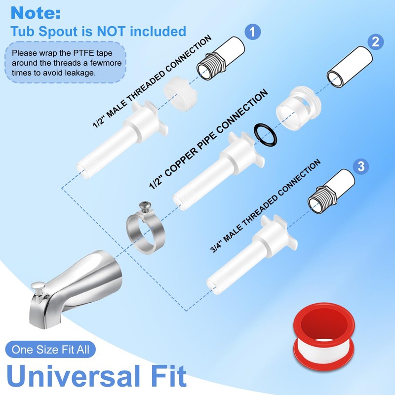 Four in One Tub Spout Adapter, Bathtub Faucet Spout Adapter