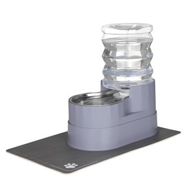 Sfozstra Automatic Water Feeder, Stainless Steel Pet Waterer with Waterproof Pad, Raised Edge Water Dispenser for Cats and Dogs (Gray, 5L)