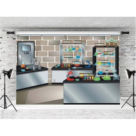 Science Lab Backdrop Science Subject School Chemistry Equipment Science Research Background Mad Science Birthday Party Decoration Party Wall Banner Decoration Vinyl (5ft×3ft)