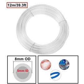 HUAZIZ 12 Metres Transparent PU Pneumatic Hose Pneumatic Polyurethane Hose Flexible Compressed Air Hose Outdoor 8 mm x Inner 5 mm + 1 x Hose Cutter