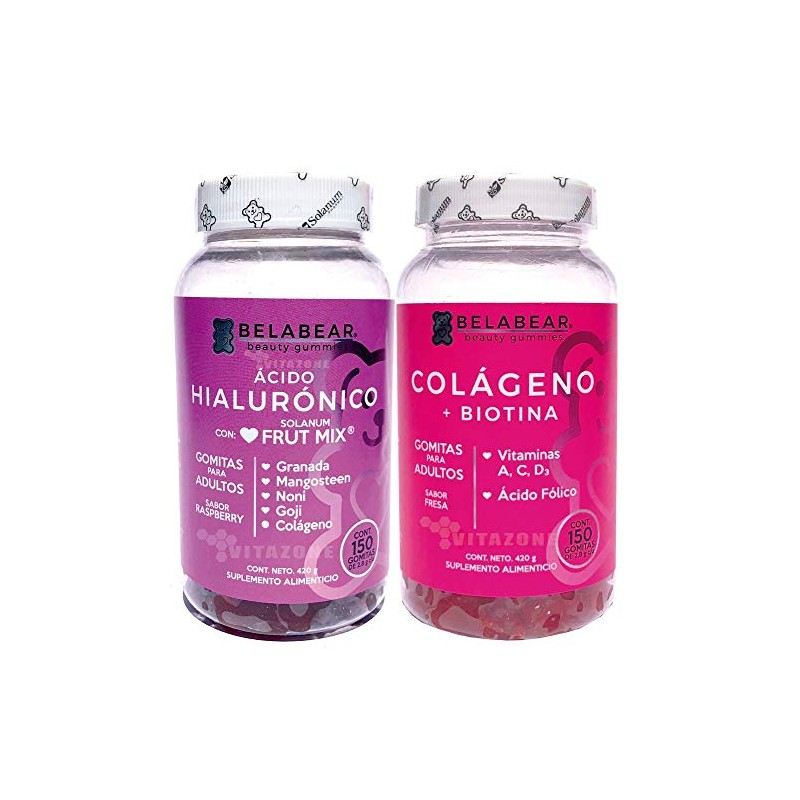 Solanum Kit Colágeno + Biotina y Ácido Hialurónico 300 gomitas