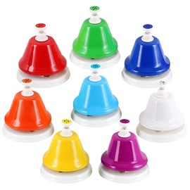 Eastrock Desk Bells, Hand Bells Set 8 Note Diatonic Musical Bells for Toddlers Children Kids Adults, Used for Festival, Musical Teaching, Church Chorus, Wedding, Family Party