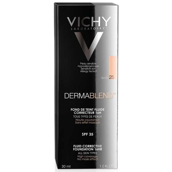 Vichy Dermablend Liquido - #25 Nude, Base de alta cobertura, 30ml.