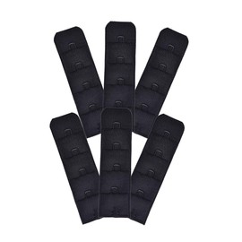 Ultra Soft Bra Extender Band Breathing Room 4 Rows Hook & Eye Extension Strap, 1 Hook (6pcs/Pack Black), 3/4