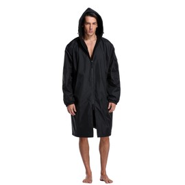 Adoretex Unisex Swim Parka Water Resistant Warm Coat Water Sports Swim Parka for Adult & Kids-PK005-Black/Black-AXL