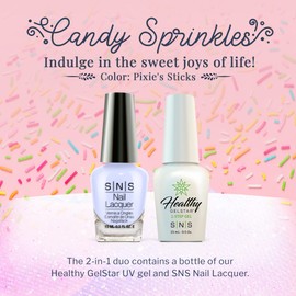 SNS Nail UV Gel and Nail Polish Lacquer Combo, Candy Sprinkles - Pixie's Sticks (Purple) - Long-Lasting Nail Color, Gel & Lacquer Duo Lasts 14 Days - UV Lamp Required - 0.5 Fl Oz